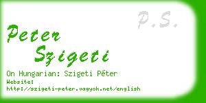 peter szigeti business card